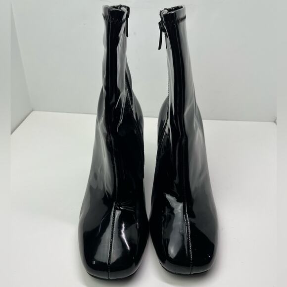 Torrid Stretch Black Patent Faux Leather WIDE Ankle Boots - Picture 2 of 10